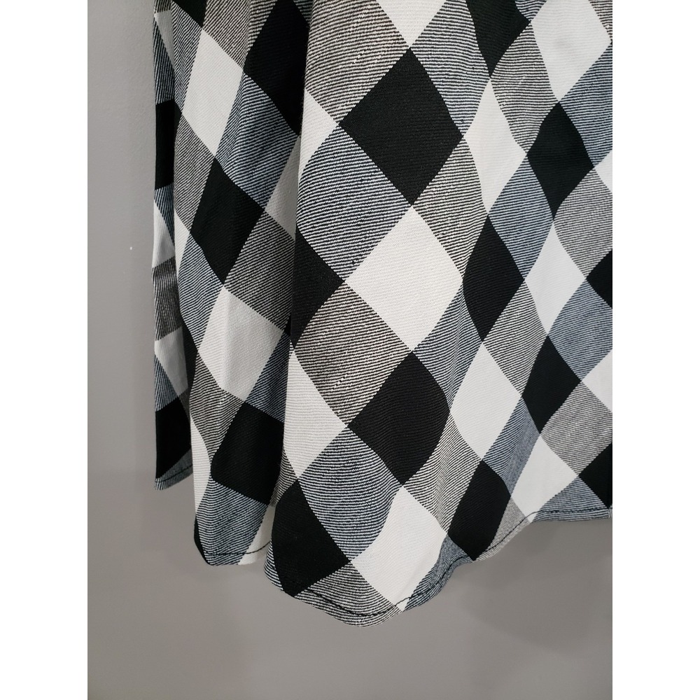 NEVER WORN SIZE 12 Kate Spade Linen Blend Gingham Skirt Checkered Black White - Picture 2 of 5